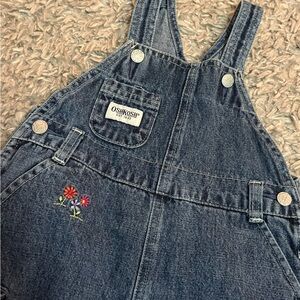 OSHKOSH 18 MONTHS ✨ VINTAGE Blue Denim Overalls Fun Embroidery excellent cond